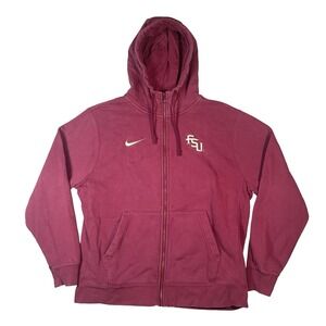 Florida State Seminoles Hoodie Mens L Maroon Nike Full Zip NCAA‎ FSU Garnet
